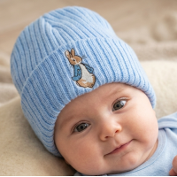 KW118: Baby Embroidered Blue Bunny Rabbit Knitted Hat (Newborn -3 Months)